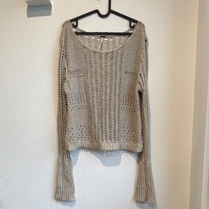 Free People Cotton Linen Loose Beachy Knit Sweater